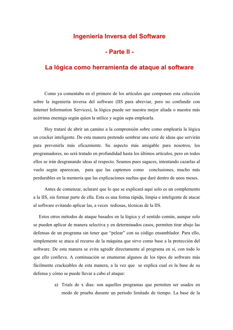 Imágen de pdf Ingeniería Inversa del Software - Parte II - La lógica como herramienta de ataque al software